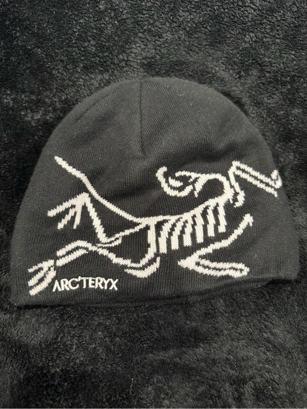 Arc'teryx Black Beanie with White Skeletal Logo